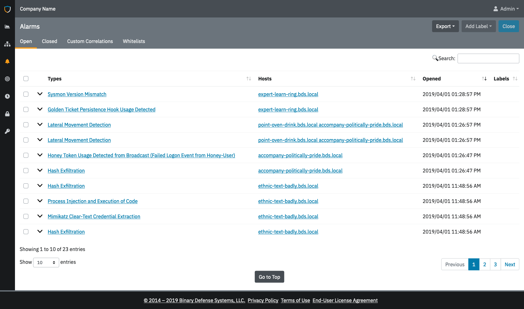 Screenshot of user interface