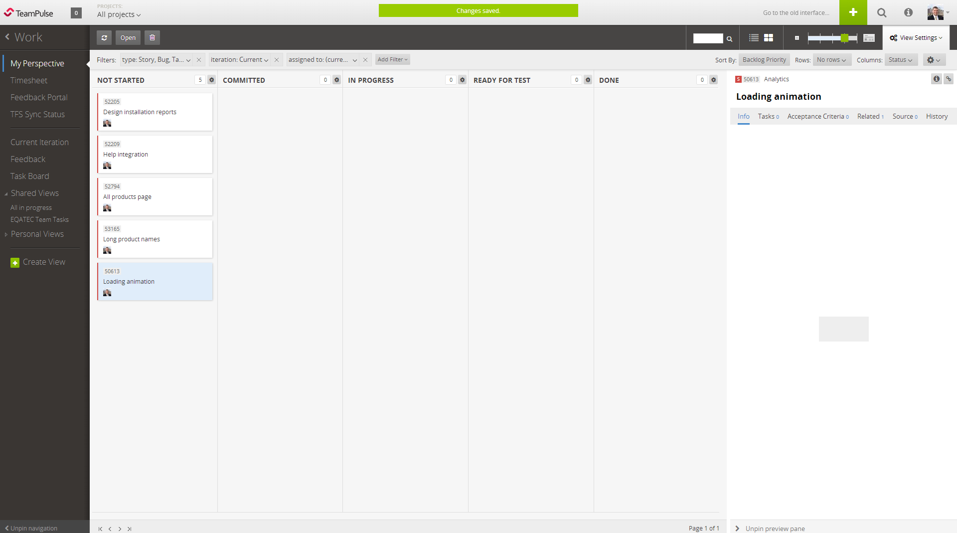 Screenshot of the TeamPulse interface