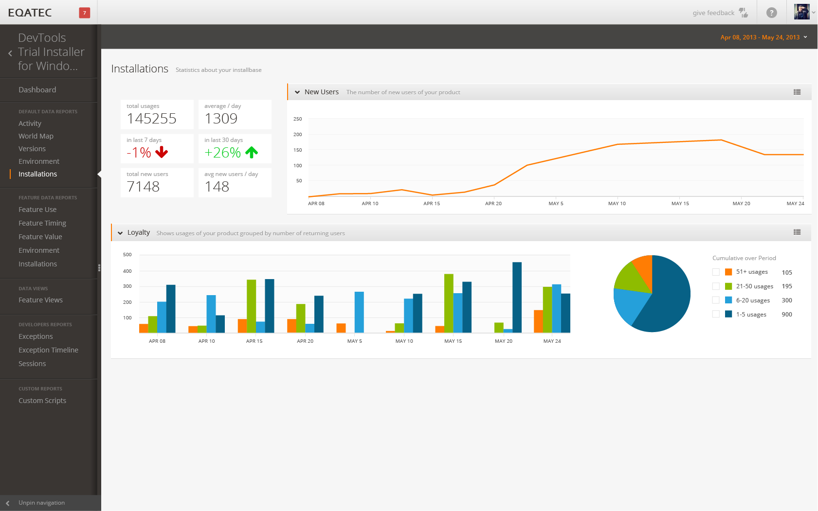 Mockup of redesigned installations dashboard
